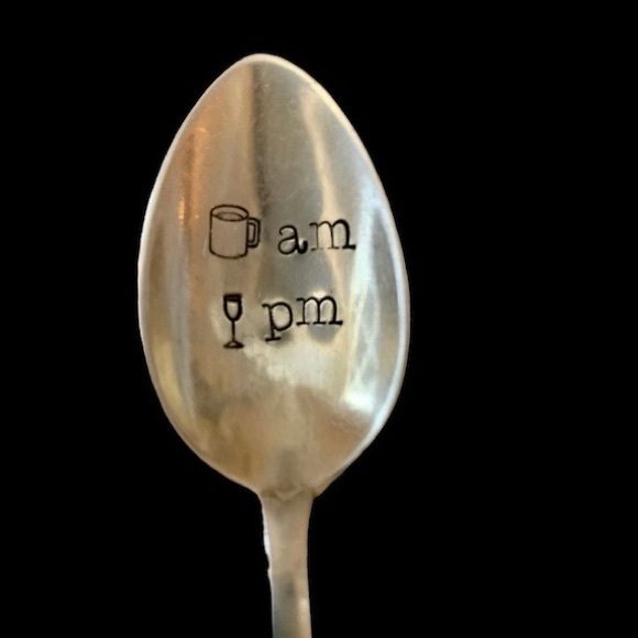 Coffee Am Wine Pm Silver Spoon Marked by Designer Silverware Housewares - Picture 2 of 6
